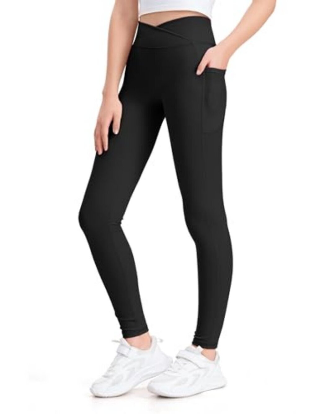 Girls High Waist Athletic Leggings Yoga Pants with Pockets